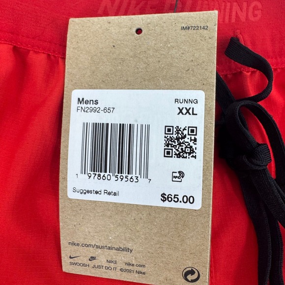 Nike Stride Mens 5 Inch Running Shorts Red Dri-FIT FN2992-657 XXL New with Tags - Picture 7 of 13